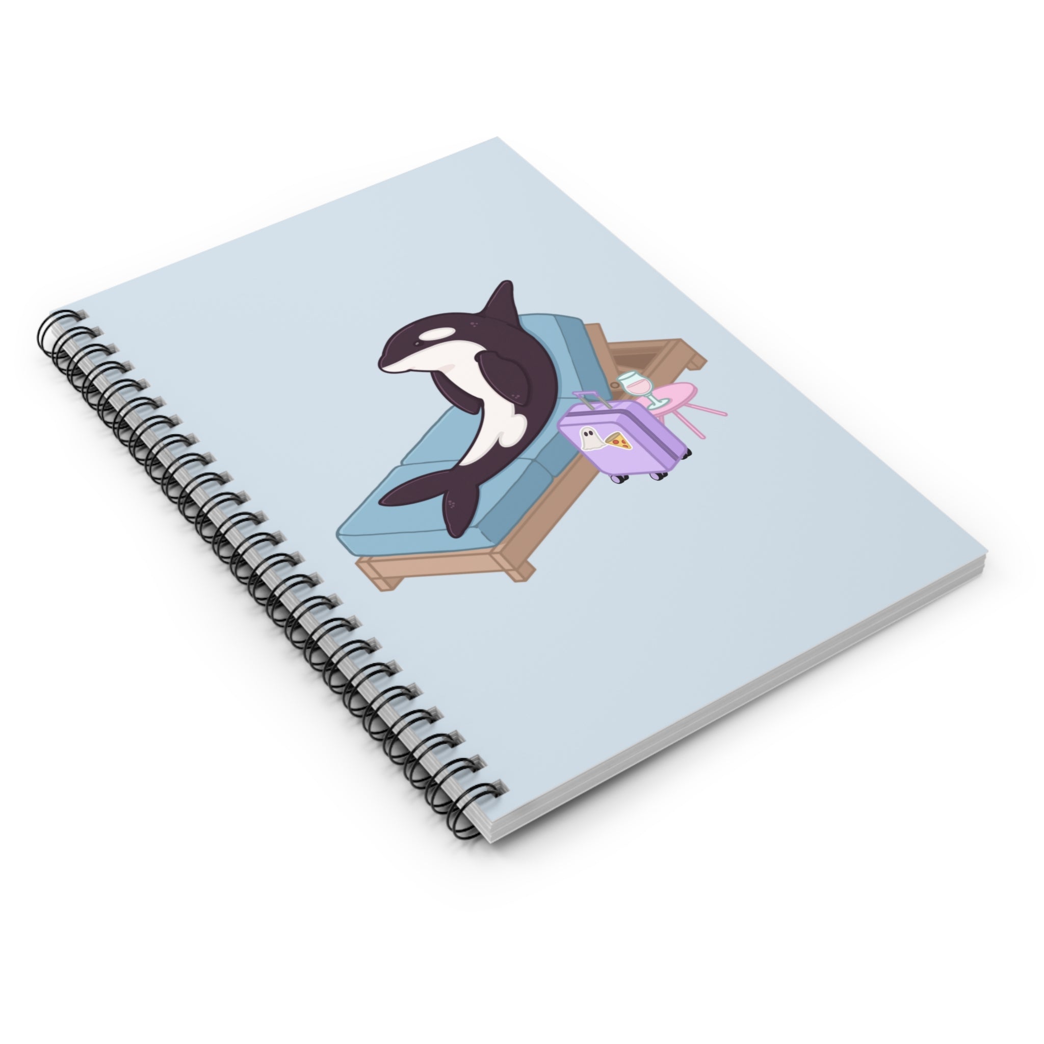 Orca Lounging on Beach Chair Spiral Notebook | Ruled Journal