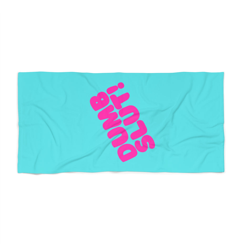 Beach Towel - "DUMB SLUT!" Retro Hot Pink Typography on Turquoise