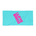Beach Towel - "DUMB SLUT!" Retro Hot Pink Typography on Turquoise