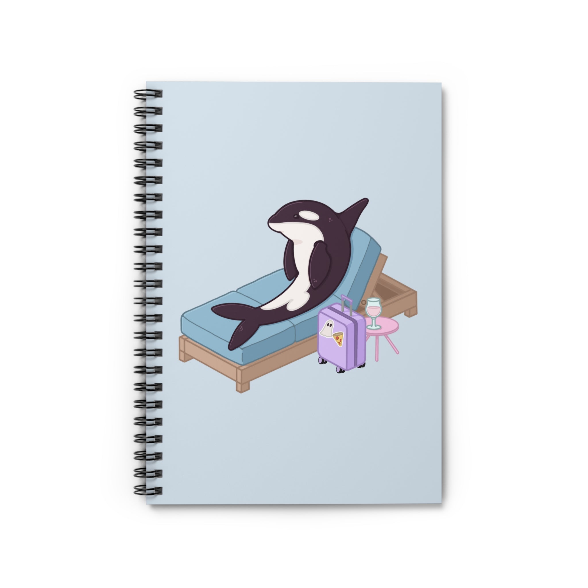 Orca Lounging on Beach Chair Spiral Notebook | Ruled Journal
