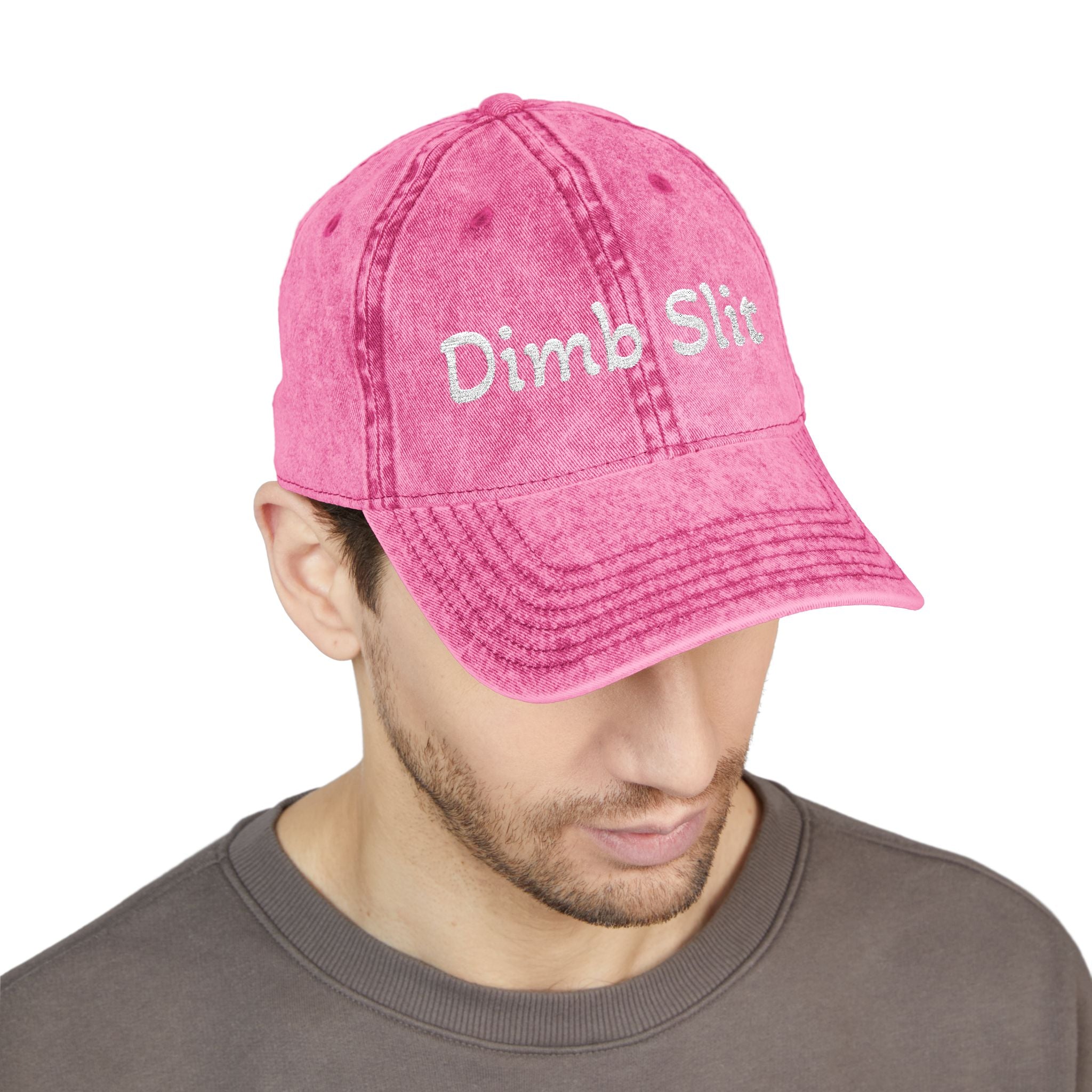 Dimb Slit red embroidered cap | vintage washed baseball hat
