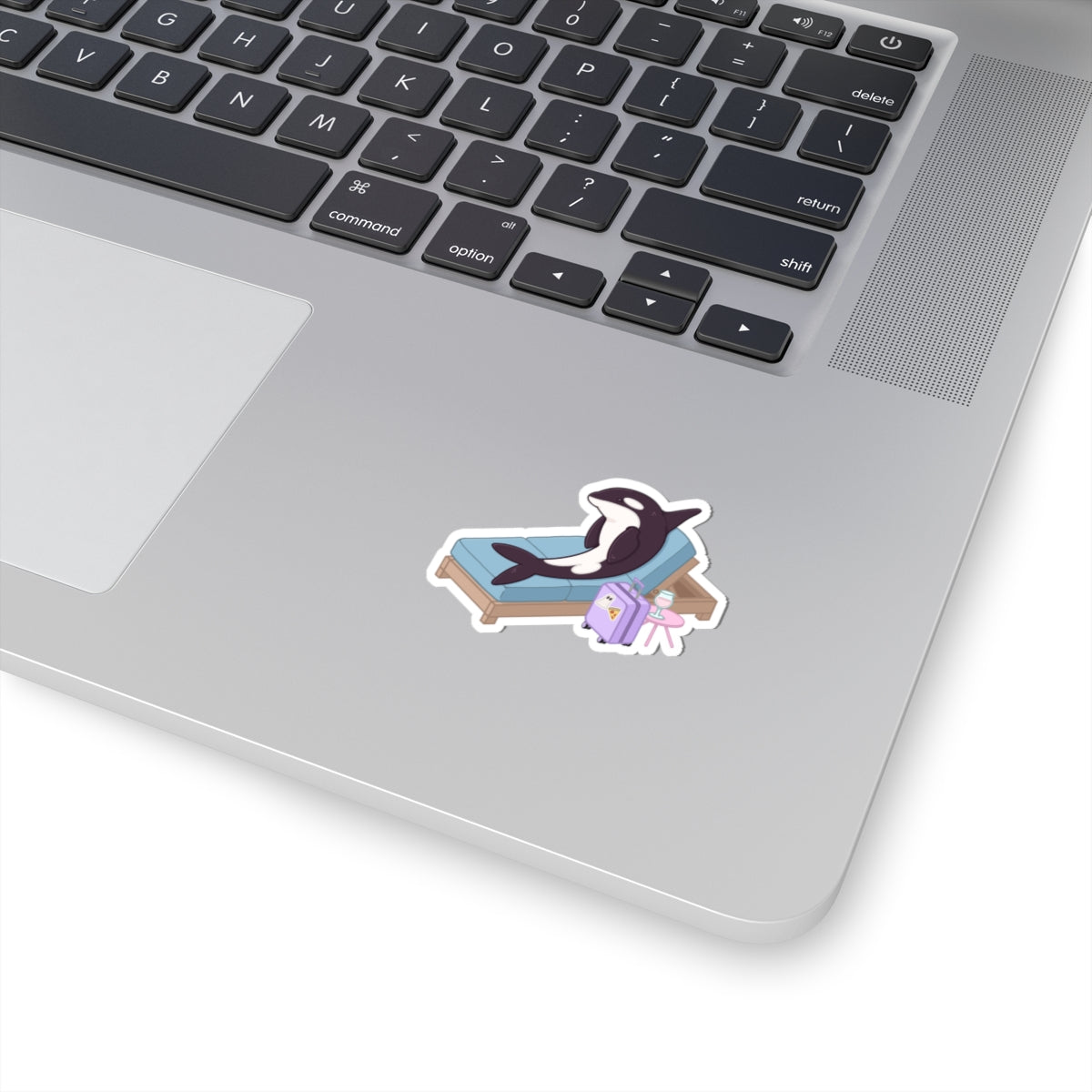 Orca Lounging on Beach Chair sticker | Kiss-Cut Sticker