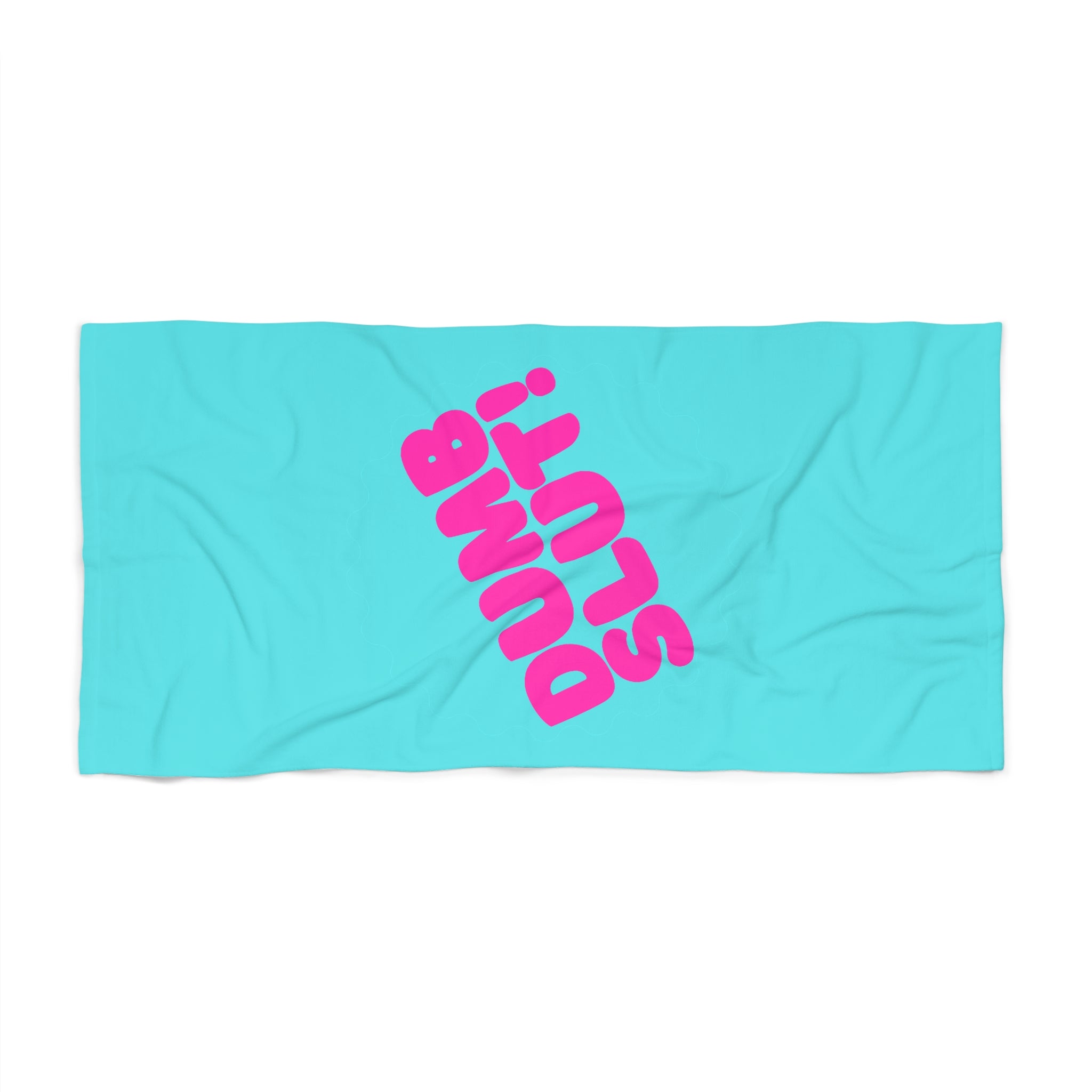Beach Towel - "DUMB SLUT!" Retro Hot Pink Typography on Turquoise