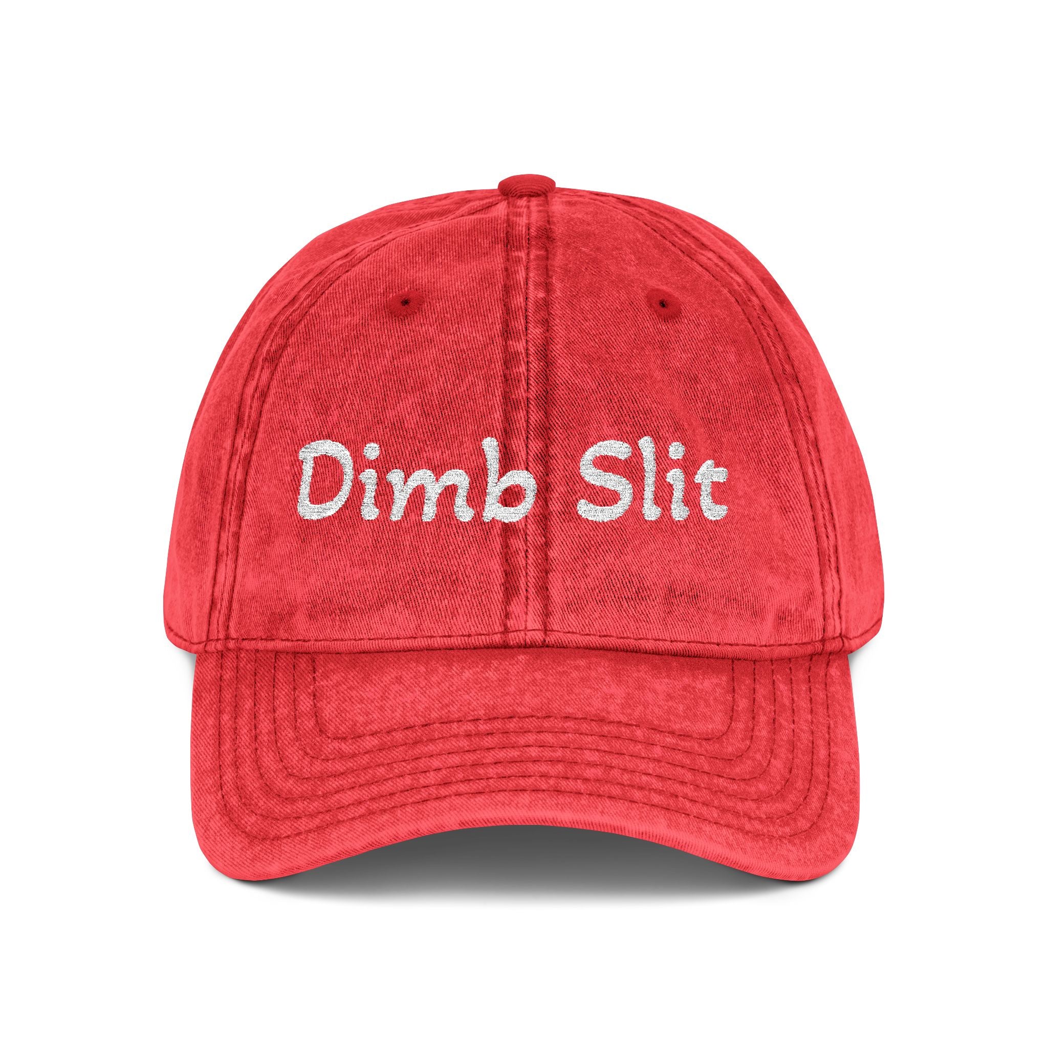 Dimb Slit red embroidered cap | vintage washed baseball hat