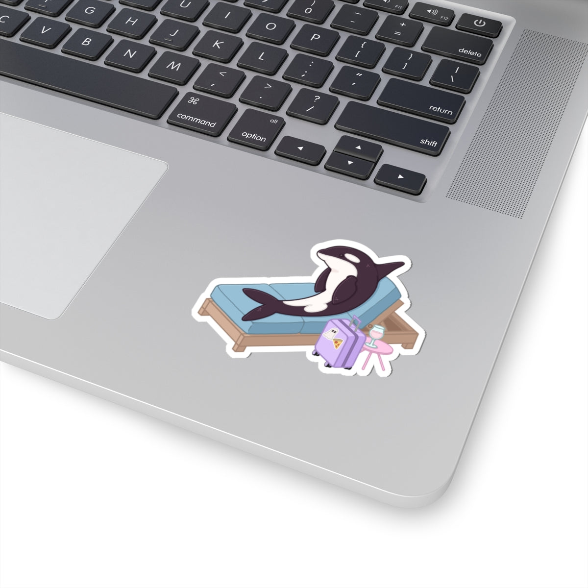 Orca Lounging on Beach Chair sticker | Kiss-Cut Sticker